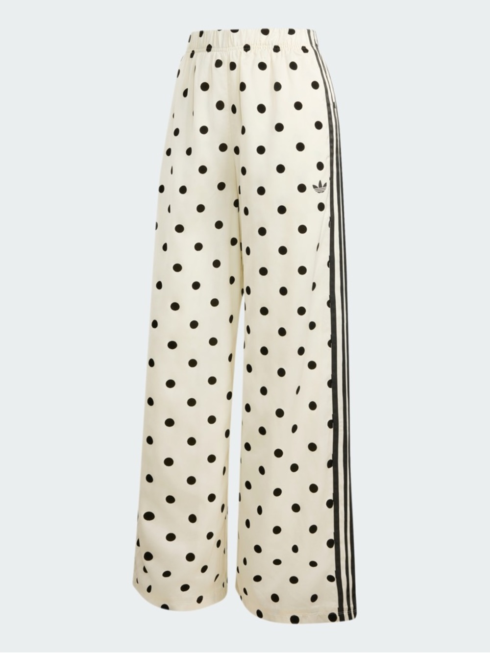 adidas Cream Wide-Leg Polka Dot Pants with Black Stripes